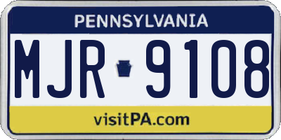 PA license plate MJR9108