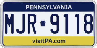 PA license plate MJR9118