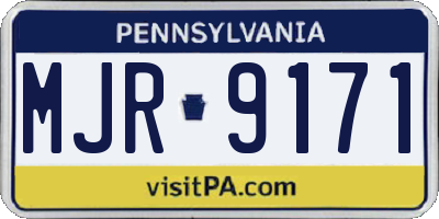 PA license plate MJR9171