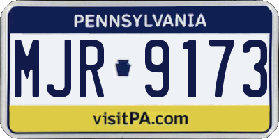 PA license plate MJR9173