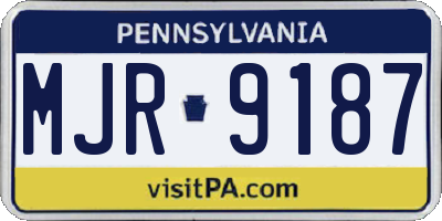 PA license plate MJR9187