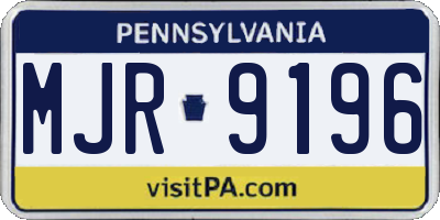 PA license plate MJR9196