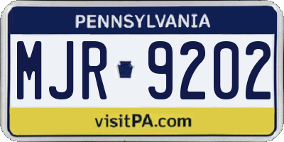 PA license plate MJR9202