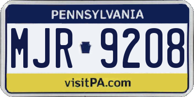 PA license plate MJR9208