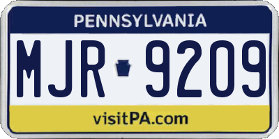 PA license plate MJR9209