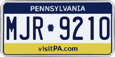 PA license plate MJR9210