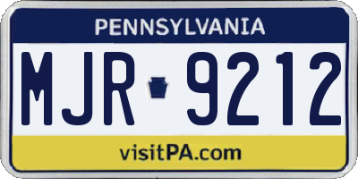 PA license plate MJR9212