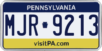 PA license plate MJR9213