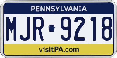 PA license plate MJR9218