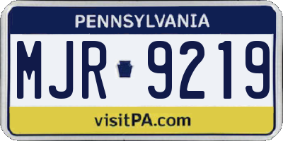 PA license plate MJR9219