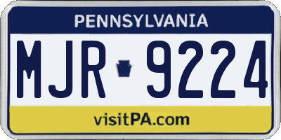 PA license plate MJR9224