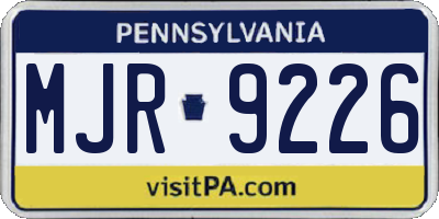PA license plate MJR9226