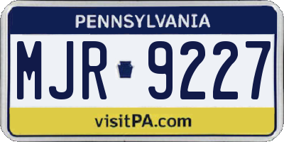 PA license plate MJR9227