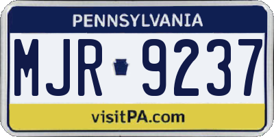 PA license plate MJR9237