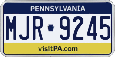 PA license plate MJR9245