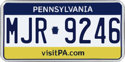 PA license plate MJR9246