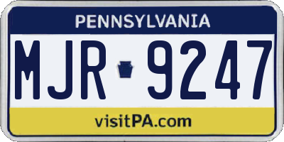 PA license plate MJR9247