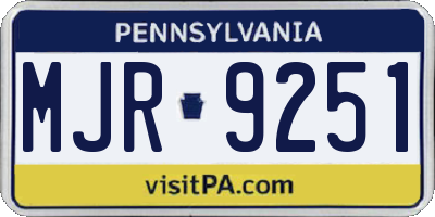 PA license plate MJR9251