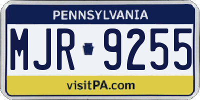 PA license plate MJR9255