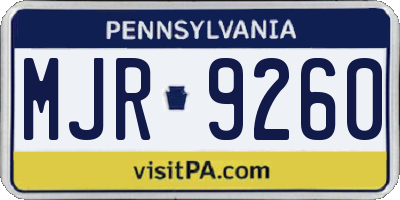 PA license plate MJR9260