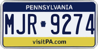 PA license plate MJR9274