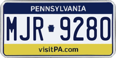 PA license plate MJR9280