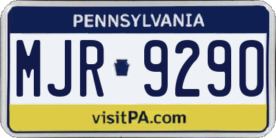 PA license plate MJR9290