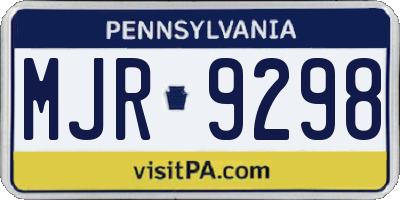 PA license plate MJR9298