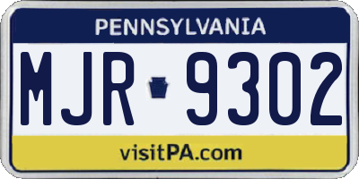 PA license plate MJR9302
