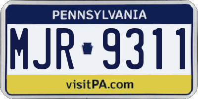 PA license plate MJR9311