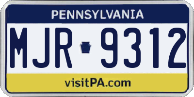 PA license plate MJR9312
