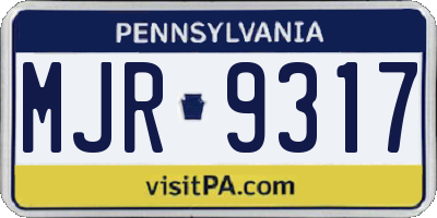 PA license plate MJR9317
