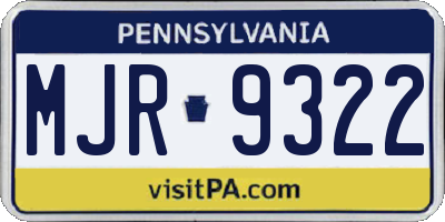 PA license plate MJR9322
