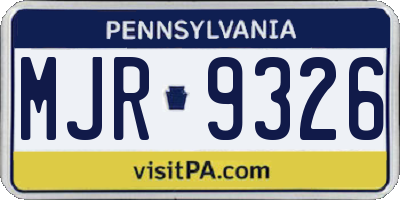 PA license plate MJR9326
