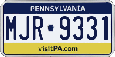 PA license plate MJR9331