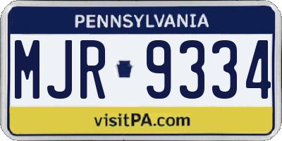 PA license plate MJR9334