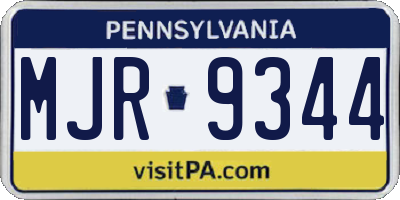 PA license plate MJR9344