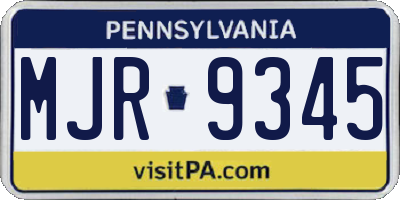 PA license plate MJR9345