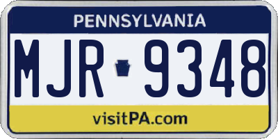 PA license plate MJR9348