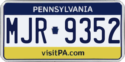 PA license plate MJR9352