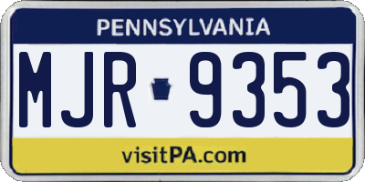 PA license plate MJR9353