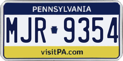 PA license plate MJR9354