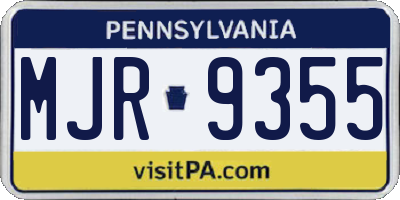 PA license plate MJR9355