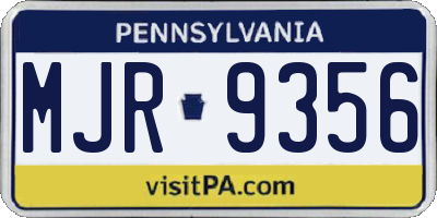 PA license plate MJR9356