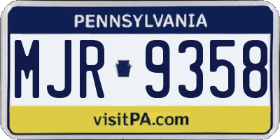 PA license plate MJR9358