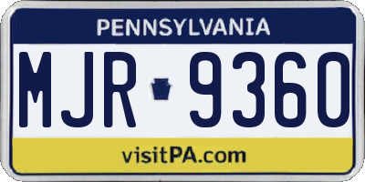 PA license plate MJR9360