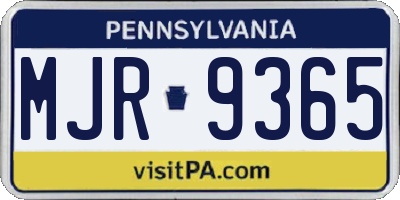 PA license plate MJR9365