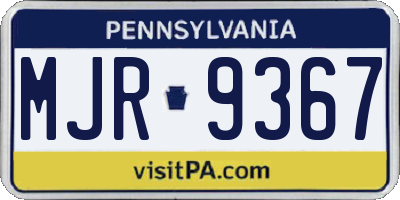 PA license plate MJR9367