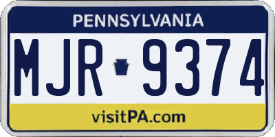 PA license plate MJR9374