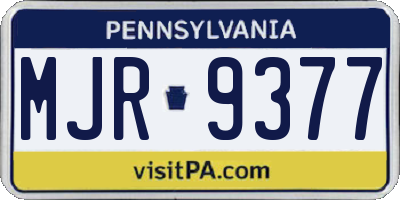 PA license plate MJR9377